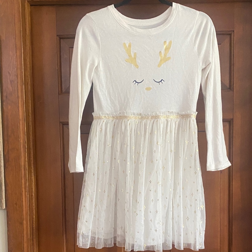 White and Gold Kids Dress